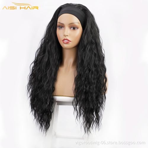 Wholesale Water Curly Braiding Hair Wig Extension Cheap Clip Ombre Kinky Fiber Hair Synthetic For Black Women Headband Wigs